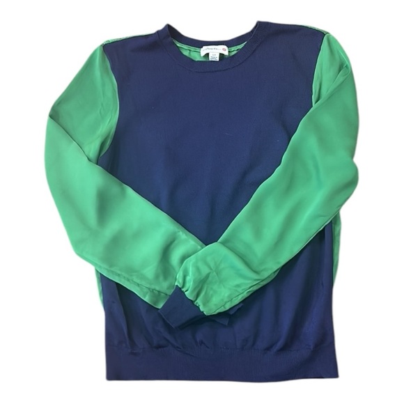 Phillip Lim Women's Small Sweater Color Block Navy Green Round Neck Top - Picture 8 of 9